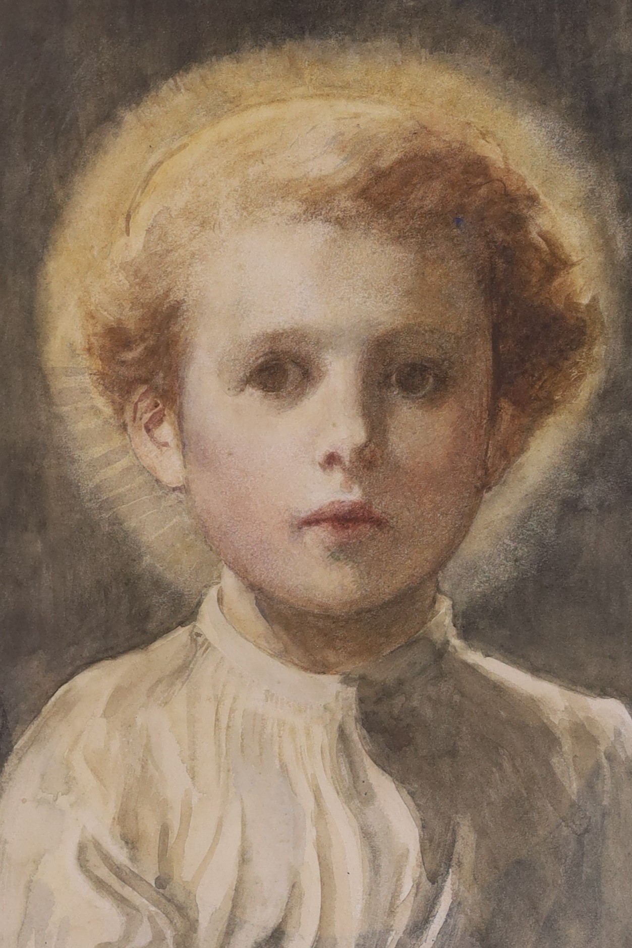 Louis B. Davis (1860-1941), watercolour with bodycolour, Study of an angel, Abbott & Holder label verso, 34 x 24cm